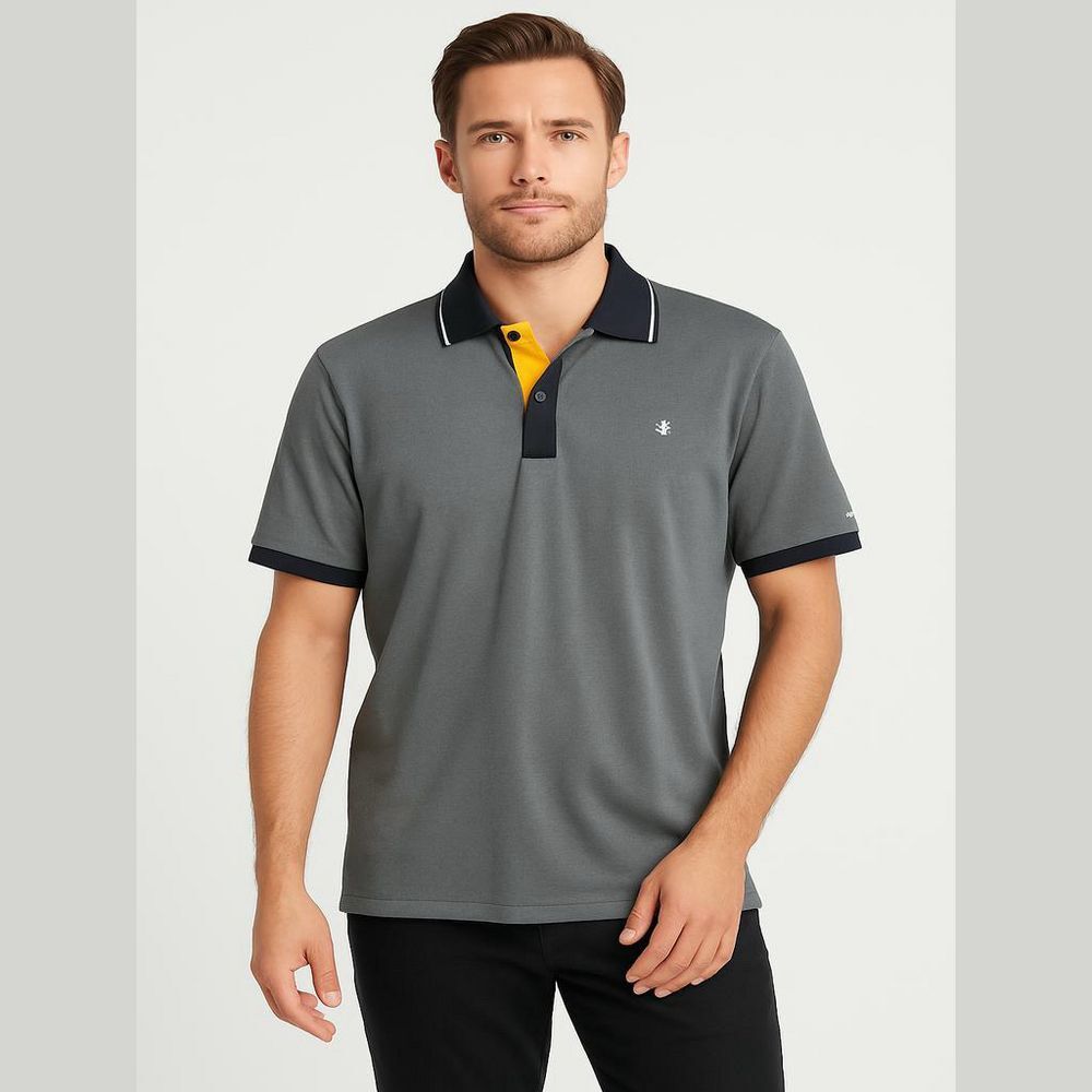 IZOD Polo Shirt Men's Large Gray Navy